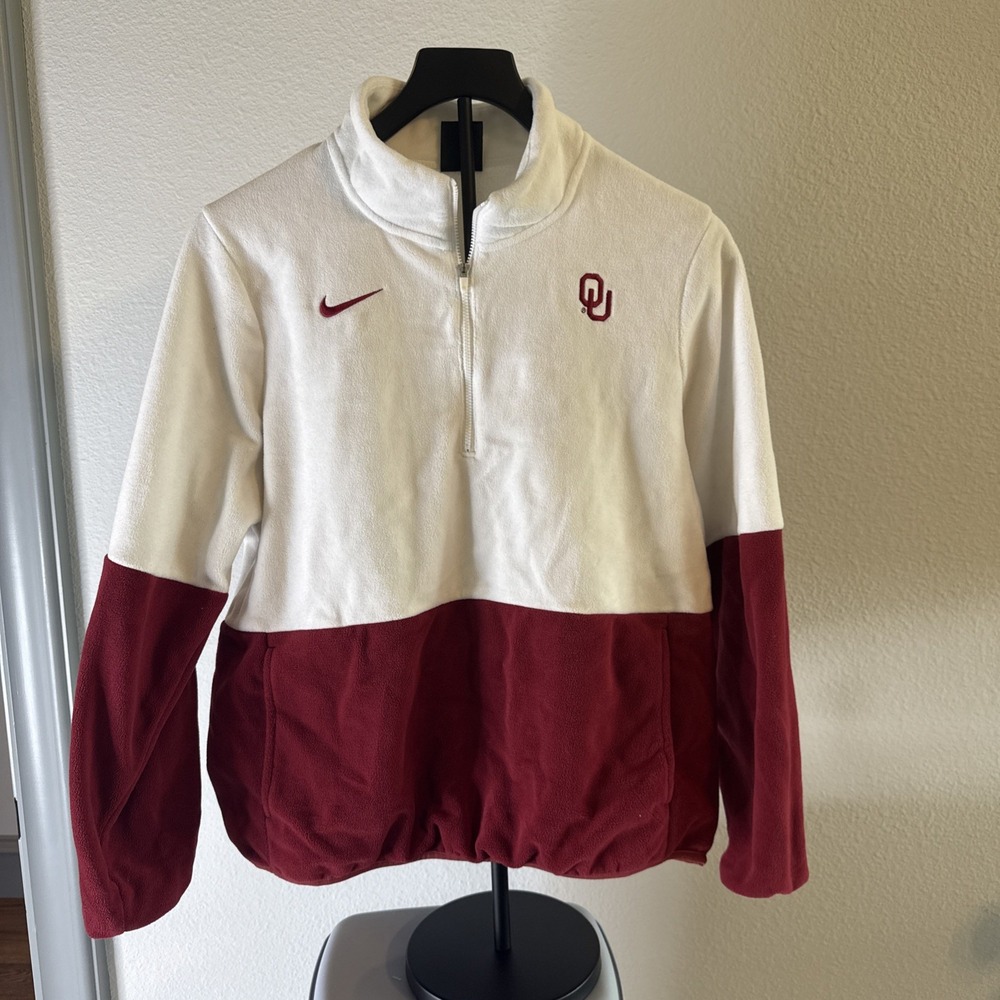 Nike Dr Fit Quarter Zip Pullover Oklahoma Sooners Red Women's Large